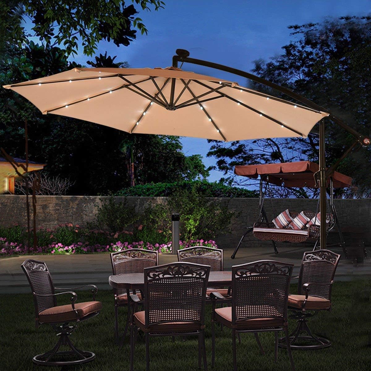 10ft solar led lighted patio umbrella