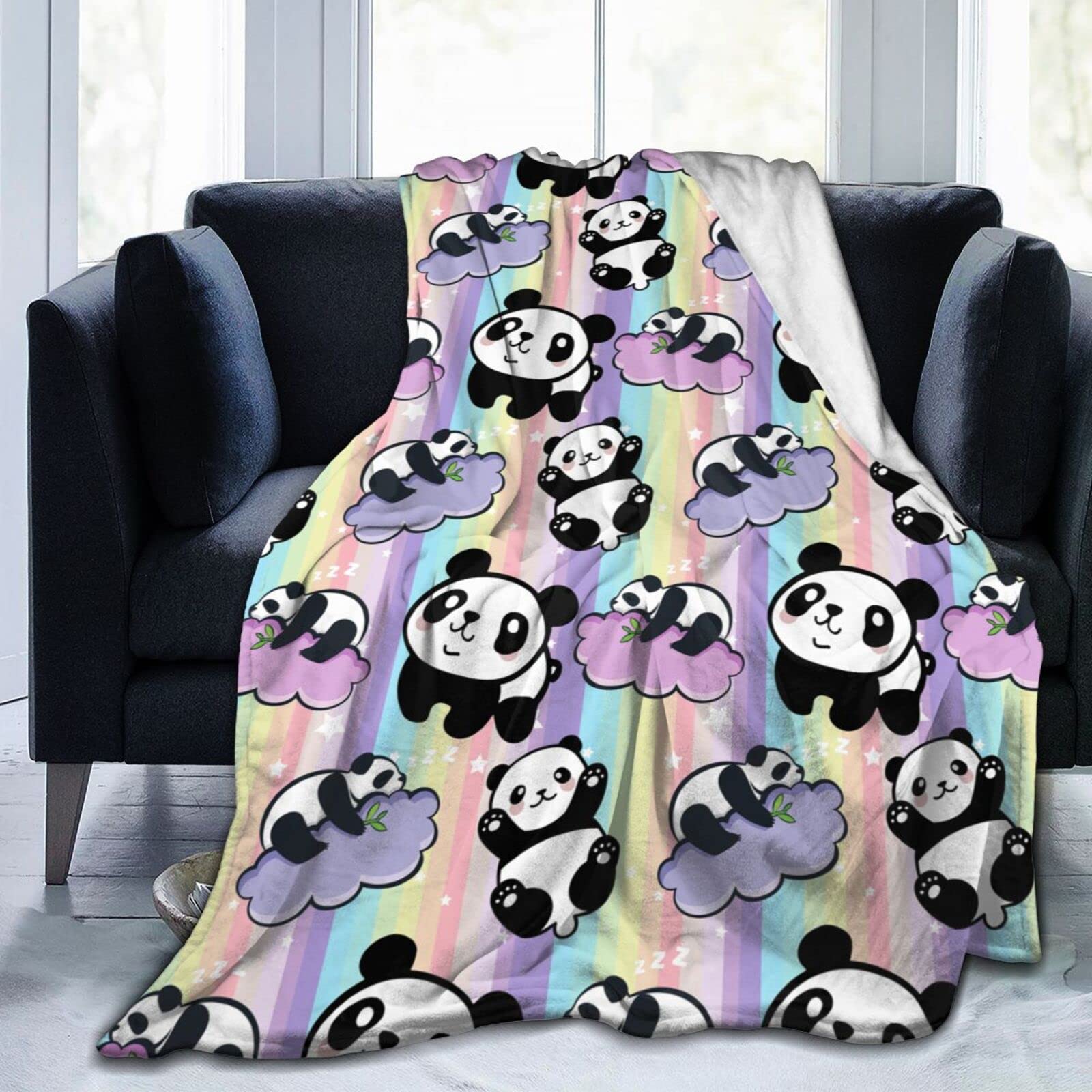 ASLIGI HOME STORE Cute Panda Flannel Throw Blanket Lightweight Cozy Plush Blanket for Bedroom Living Rooms Sofa Couch Girls Boy Cute Super Soft Warm Bed Blanket 50x40 inch