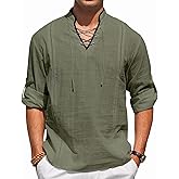 EDITCOZY Men's Pirate Shirt Costume Drawstring Tops Renaissance Viking Medieval Halloween Cotton Linen Shirts