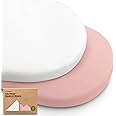 2-Pack Baby Bassinet Sheets Girl, Boy - Viscose Derived from Bamboo Fitted Bassinet Sheets Compatible with Halo Bassinest Swivel Sleeper, Baby Delight, Graco Bedside Bassinet Mattress Sheet (Rose)