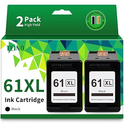 TEINO 61XL 61 Black Ink Cartridge Replacement for HP Ink 61 61XL Ink Cartridges for HP Printers Envy 4500 5530 4502 5535 OfficeJet 4630 4635 4632 DeskJet 2540 1010 3050a 2542 3510 (2 Black)