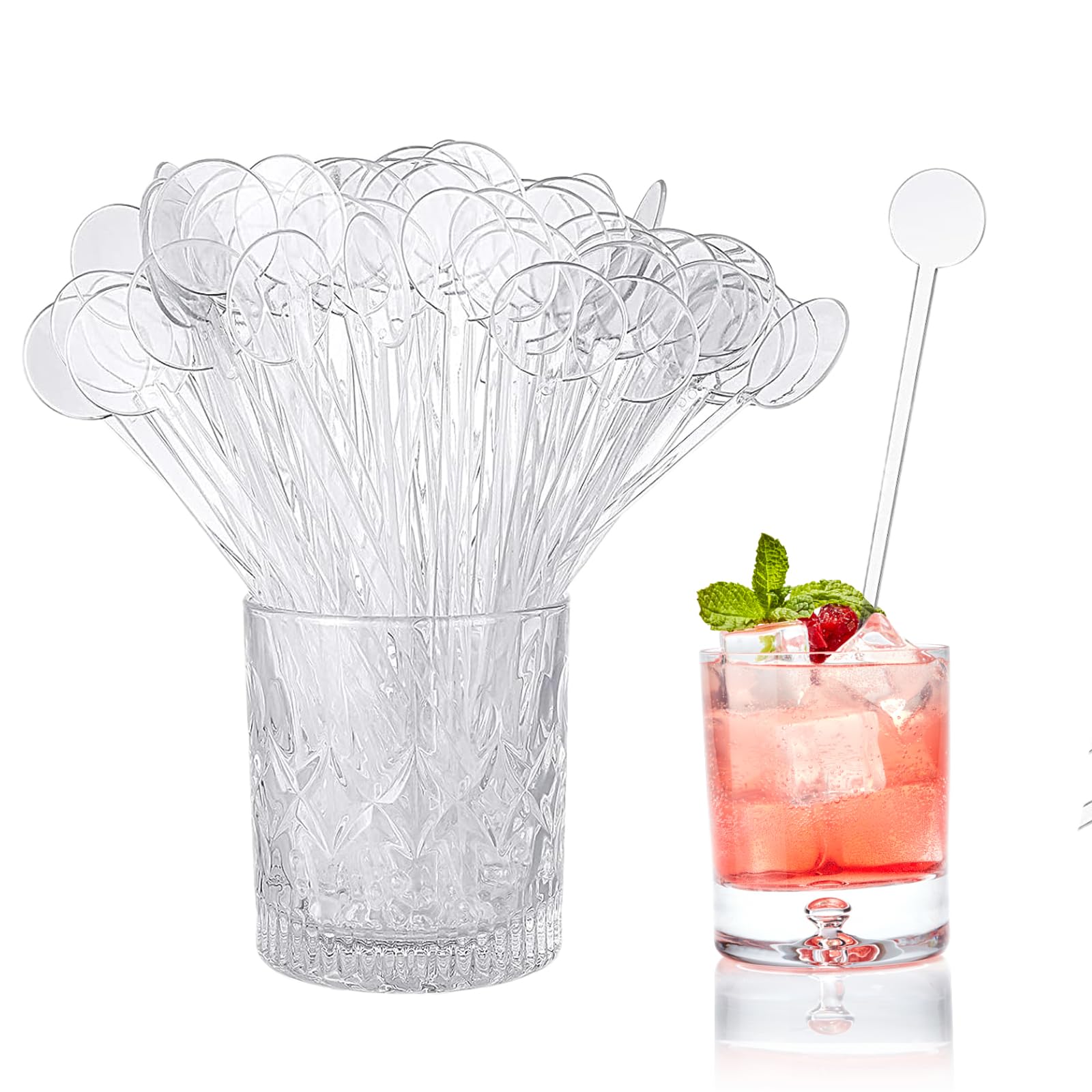 Photo 1 of 200Pcs Cocktail Swizzle Sticks, 7 Inches Drink Stirrers Bar Drinks Mixing Rod for Coffee Whiskey Beverage (Clear)