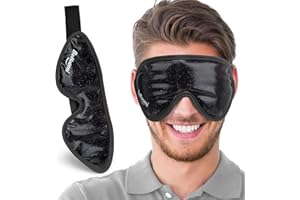 BeHoomi Cooling Eye Mask, Gel Eye Mask Cold Eye Ice Pack, Reusable Ice Mask, Cool Relaxation, No Freeze, Comfort Snug Fit, Cold Eye Compress for Home Spa, Office, Morning Refreshment, Black