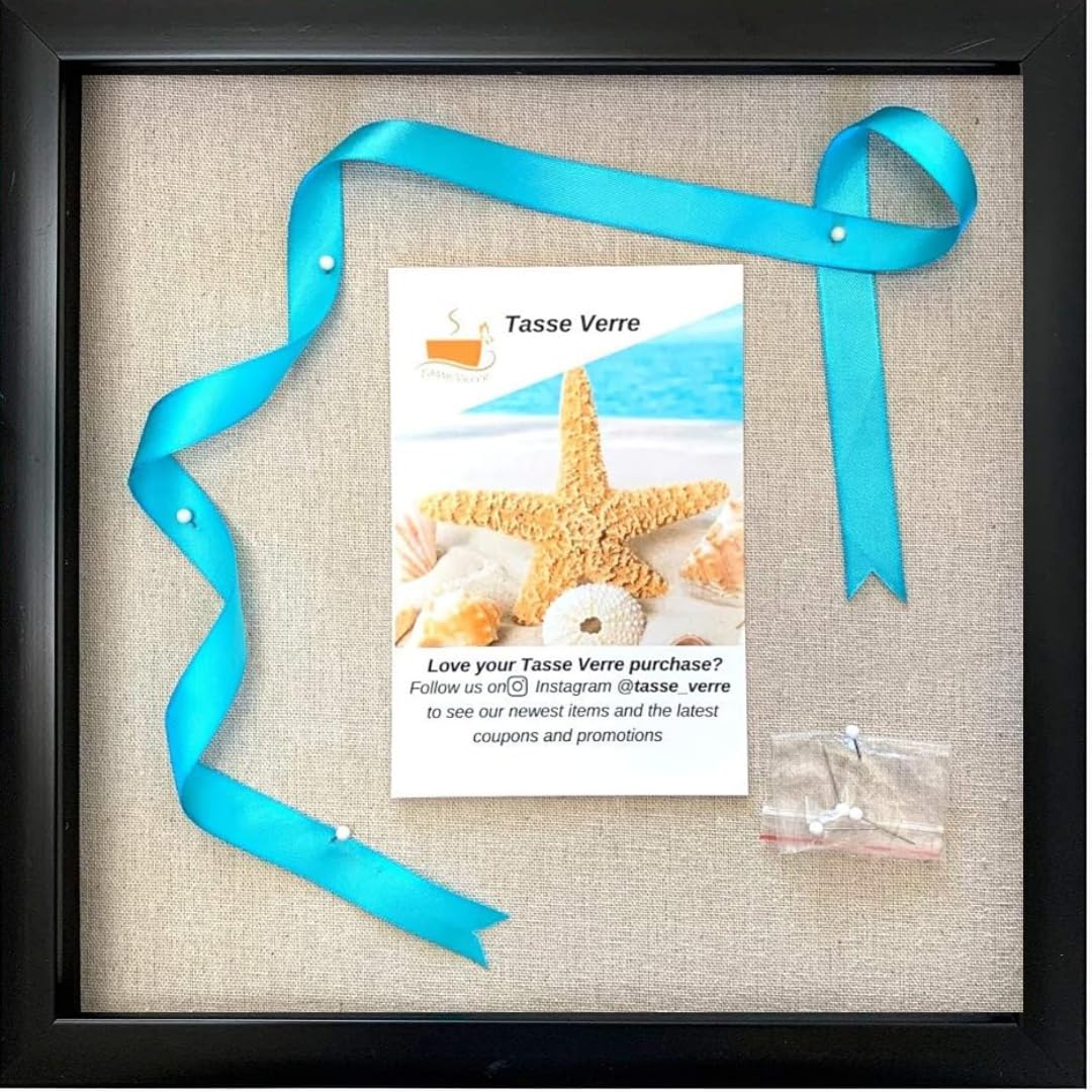 12x12 Black Shadow Box Frame with Linen Background and 8 Stick Pins - Large Shadowbox Picture Frame - Boxes Display Frame, Baby & Sports Memorabilia, Uniforms, Military Medals, Wedding