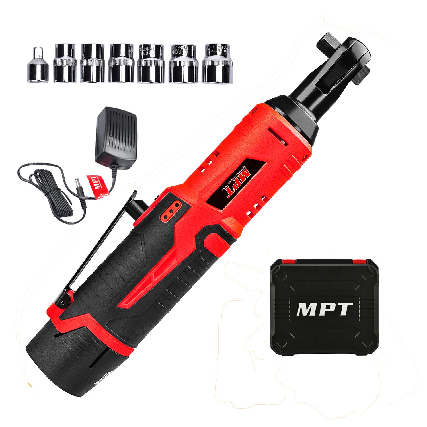 12V 3/8" 40Nm Cordless Ratchet Wrench Kit with LED, 1500Mah Battery