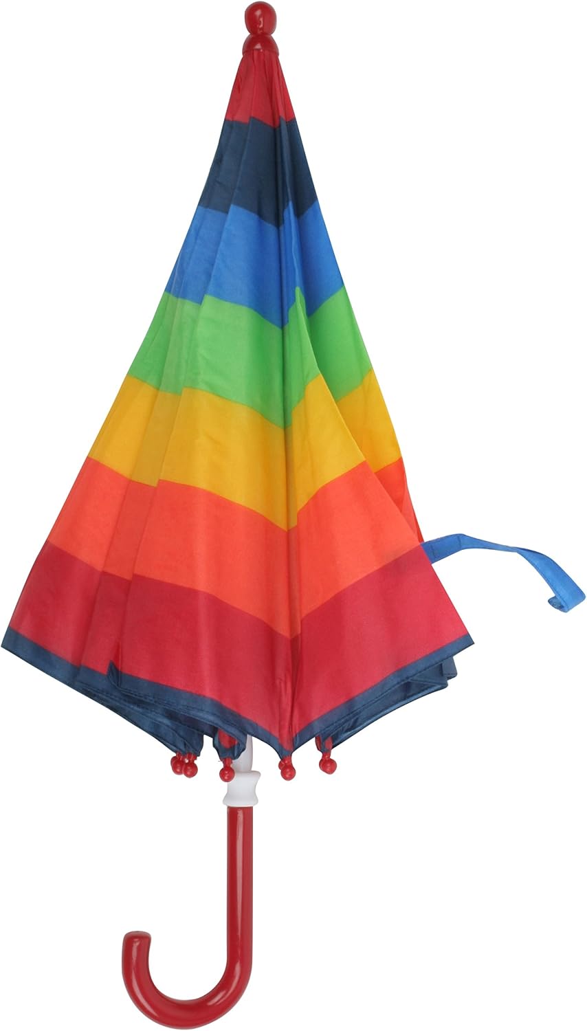 Drizzles Childrens Multi Striped Umbrella with Crook Handle Red - Image 4