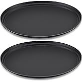 FillTouch 2 Pcs Restaurant Serving Trays PP Plastic Non Slip Rubber Lined Large Oval Tray for Kitchen Dining Room Cafeterias Fast Food Service (25 x 20 Inch,Black)