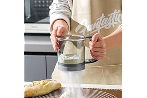 1Pcs Food Strainers Manual Flour Sifter for Baking, Hand Press Fine Mesh Sifter for Flour, Powdered Sugar and Cocoa, Lightwei