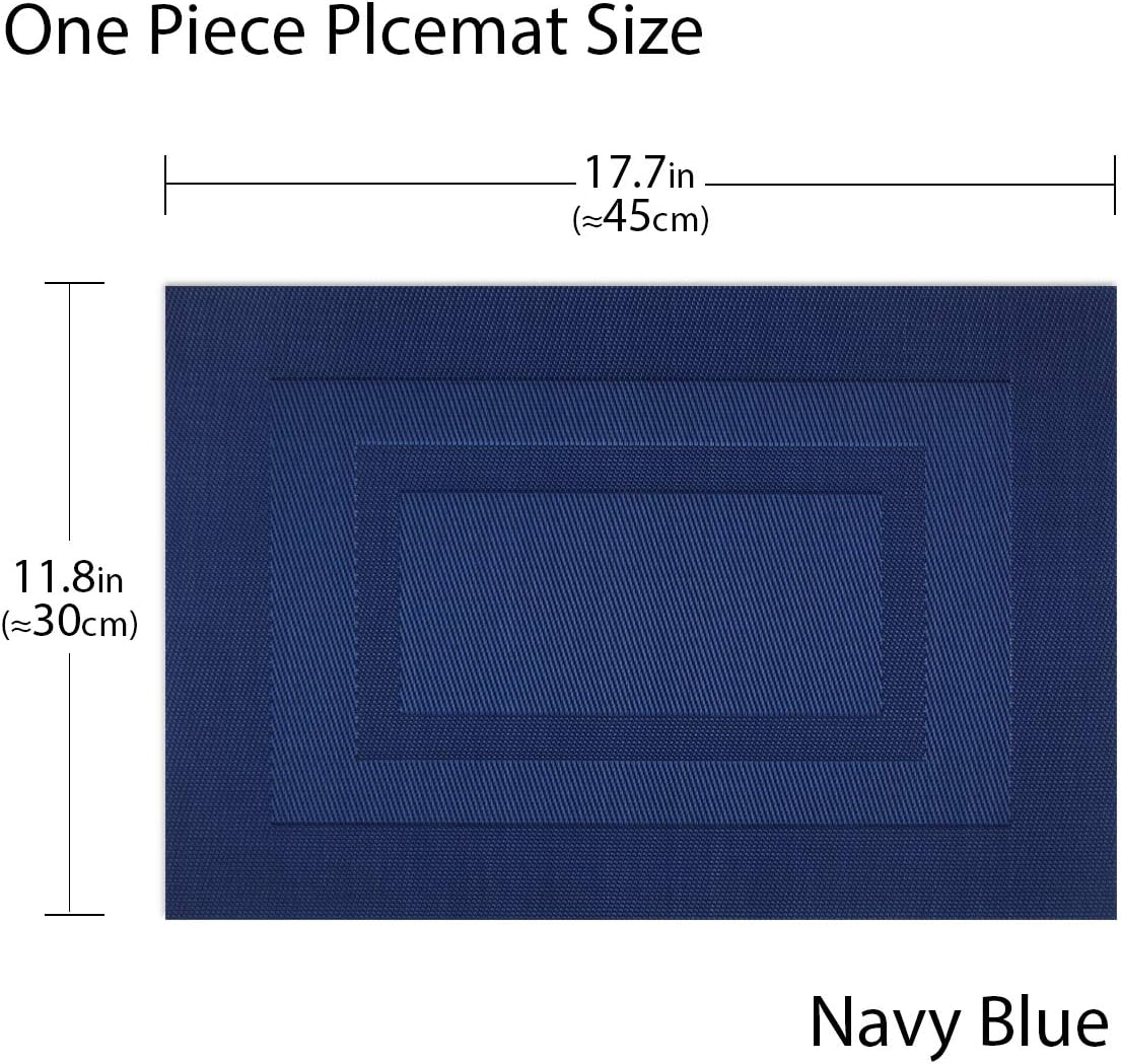 pigchcy Placemats,Washable Vinyl Woven Table Mats,Elegant Placemats for Dining Table Set of 4 (18 x 12 inch, Royal + Navy Blue): Home & Kitchen