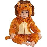 DarkCom Unisex Baby Lion Costume Animal Onesie Toddler Hooded Romper Halloween Kids' Christmas Pajamas