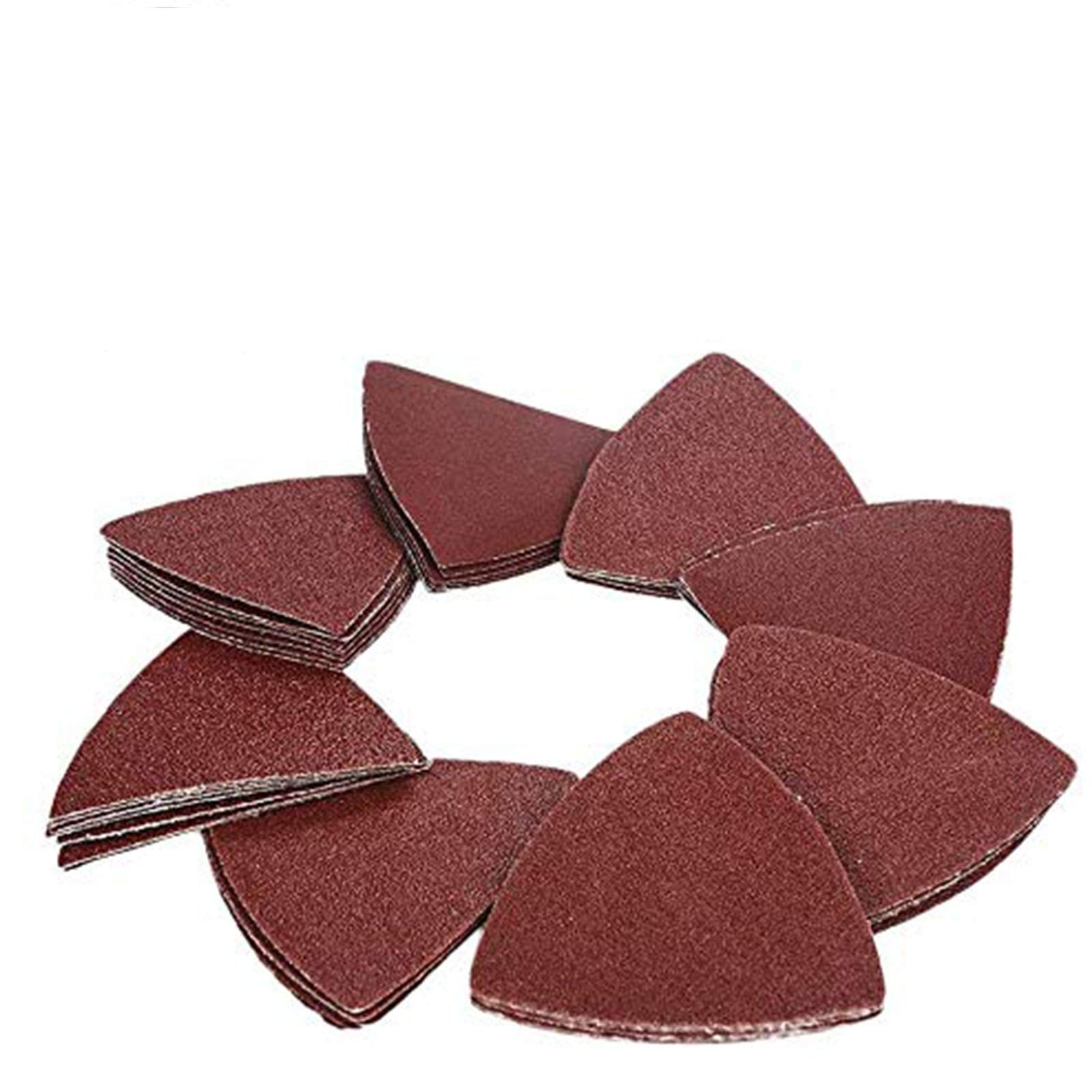 OxoxO 80mm Triangular Sanding Pad Abrasive Sandpaper NO Hole 40 60 80 120 180 Grits Aluminum Oxide Hook & Loop Sanding Sheets (50-Pack)