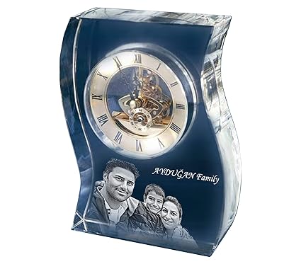 Lazertek Kaminuhr aus Glas, personalisierbar, personalisierbar