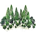 SaktopDeco 40 PCS Miniature Trees Bushes Model Trees Diorama Trees Woodland Scenic Train Scenery Railroad Architecture Fake Trees