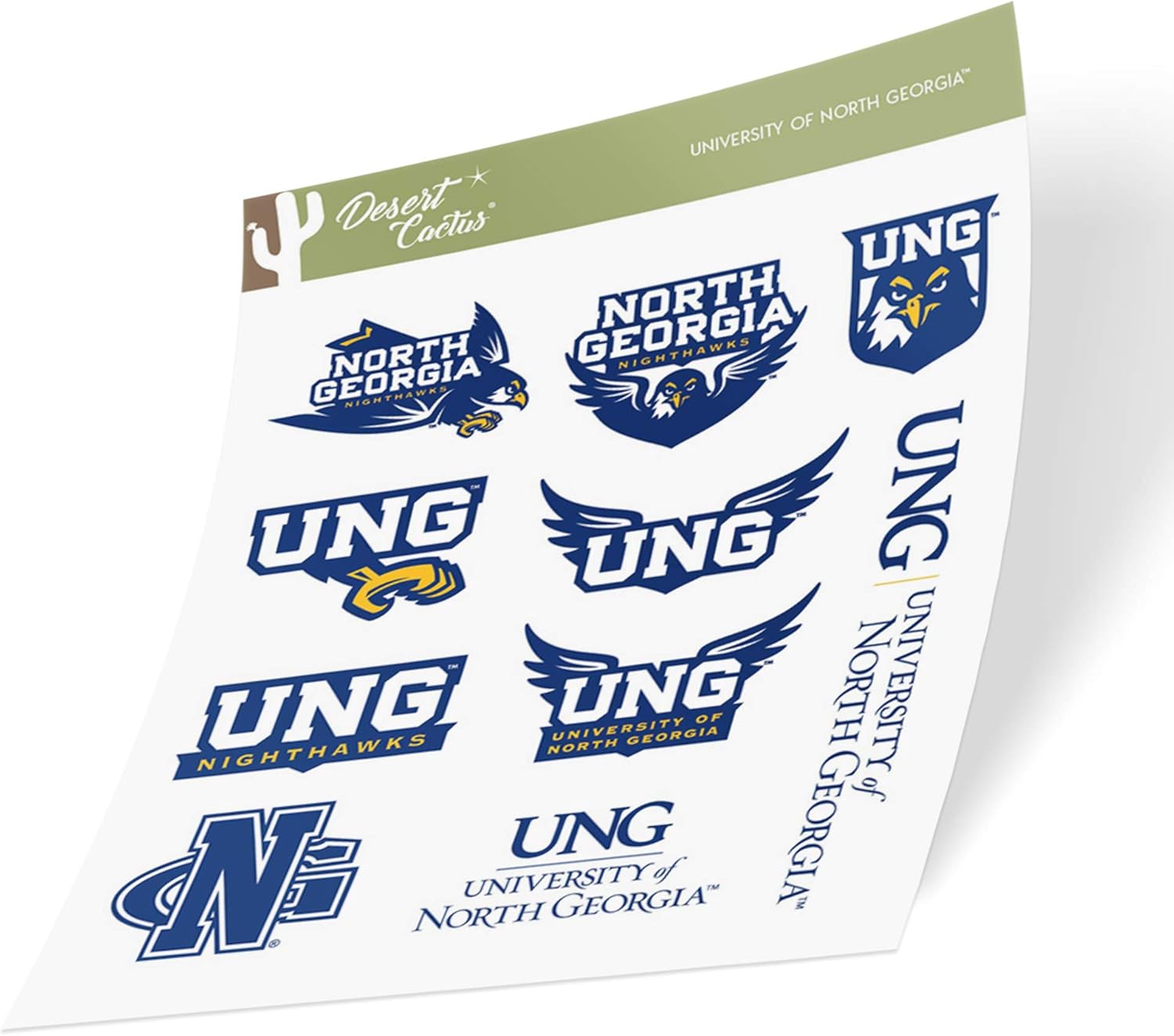 University of North Georgia UNG Nighthawks NCAA Sticker Vinyl Decal Laptop Water Bottle Car Scrapbook (Type 2 Sheet)