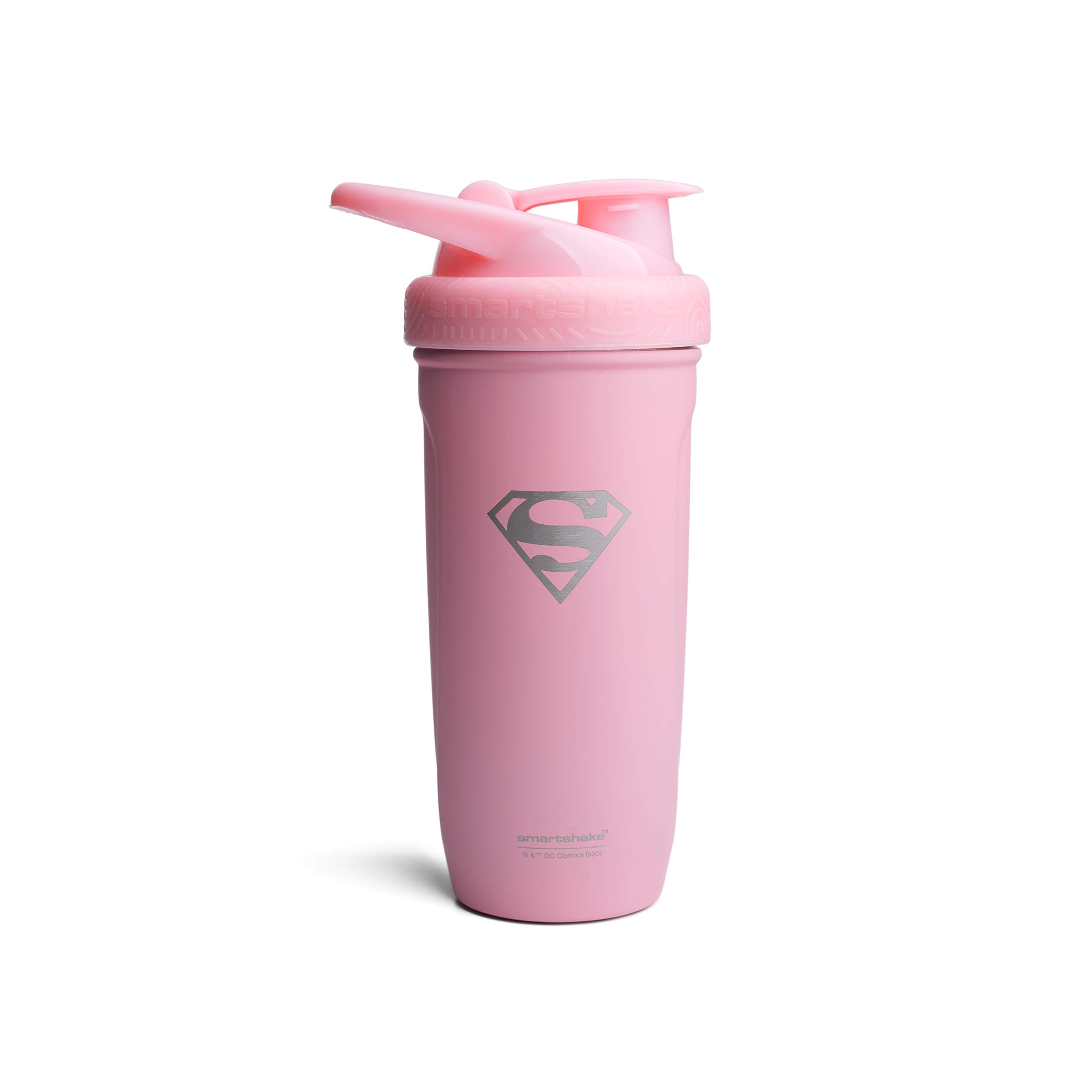 Smartshake Justice League Reforce Shaker Bottle 900ml, DC Comics Stainless Steel Protein Shaker Water Bottle, Leakproof Water Shaker Cup, Supplement Shaker for Sport & Gym, BPA-Free, Supergirl