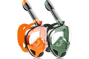 EZIRE Full Face Snorkel Mask for Adults Teen, Snorkeling Gear with Detachable Camera Mount,Panoramic 180° View, Anti-Fog Anti-Leak Snorkling Set for Man and Women