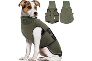 KOESON Dog Anxiety Calming Hoodie, Dog Thunder Jacket Dog Anxiety Vest with Ear Wrap, Breathable Dog Calming Shirt for Fireworks, Thunder, Travel, Separation, Anti-Anxiety Dog Calming Vest Green S