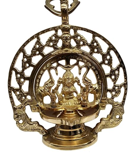 AKP Antique Decor Brass Hanging Gaja Laxmi Lamp with Chain