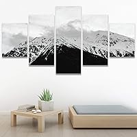 SIGNWIN 5 Panel Canvas Wall Art Monochromatic Mountains for Home Decorations Ready to Hang - 60