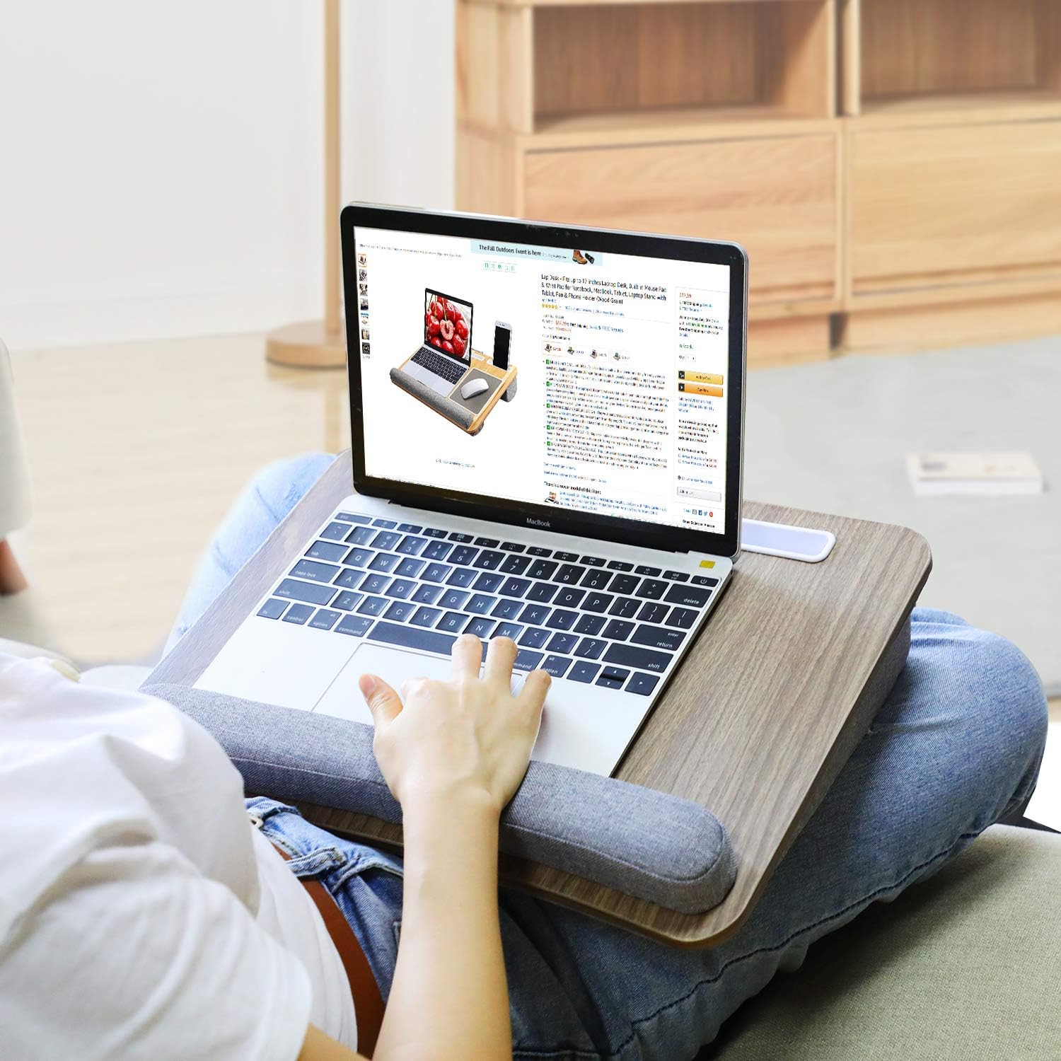 HUANUO Lap Laptop Desk - Portable Lap Desk with Pillow Cushion, Fits up to 15.6 inch Laptop, with Anti-Slip Strip & Storage Function for Home Office Students Use as Computer Laptop Stand, Book Tablet: Kitchen & Dining