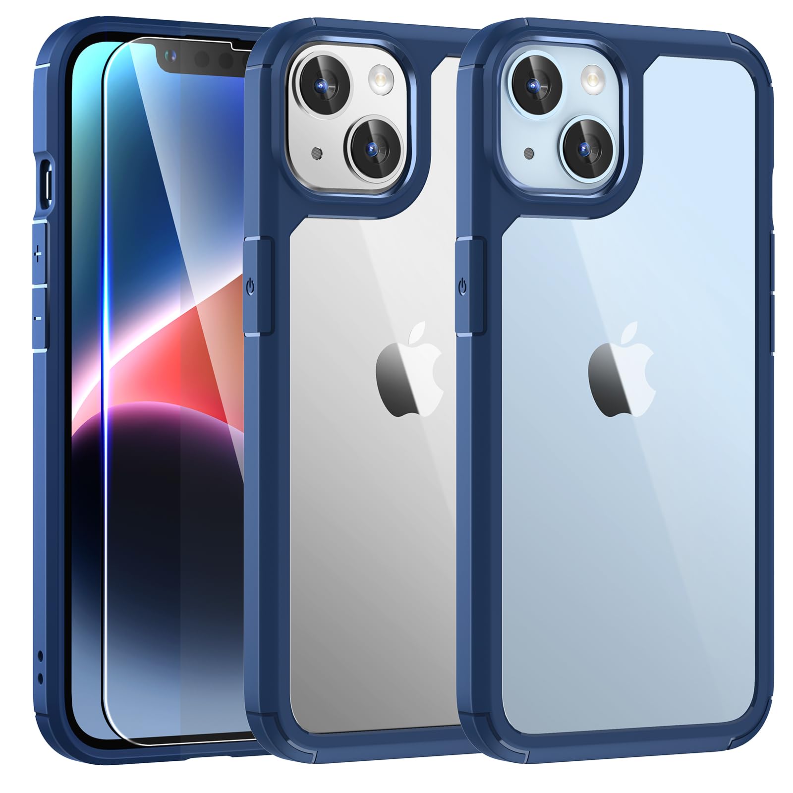 TAURI Defender Blue Case for iPhone 14 6.1", [Not Yellowing] and HD Screen Protector, [Military Grade Drop Protection] Shockproof Slim iPhone 14 Case Upgrade — image 1