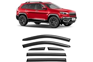 Voron Glass Tape-on Extra Durable Rain Guards for Jeep Cherokee 2014-2023, Window Deflectors, Vent Window Visors, 6 Pieces - 
