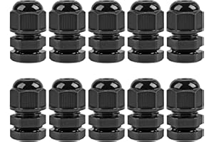 XHF 10 Pcs 1/4" IP68 Strain Relief Nylon Cord Grip NPT Cable Glands Adjustable UL Listed and RoHS Compliant (Black)