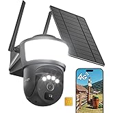 4G LTE Cellular Solar Security Camera Wireless Outdoor, No WiFi Security Camera with Unique Powerful Spotlight, Color Night Vision, 2K Cameras for Home Security, PTZ 360° View for Farm Ranch RV