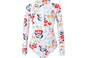 YOLIPULI Girls Long Sleeve Rashguard Swimsuit UV Protection One-Piece Swimwear Bathing Suit