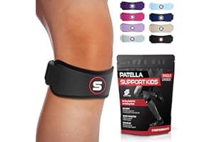 SS SLEEVE STARS Sleeve Stars Swedish Brand Patellar Tendon Support Strap for Women & Men Effective Osgood Schlatter Knee Brace Youth & Kids Knee Brace with 3 Adjustable Length fits 7"-15" (Single/Black/Kids)