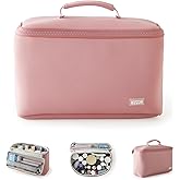 KUSSHI Neoprene Train Case Makeup Bag - Washable Makeup Travel Bag & Vanity Case for Stress Free Travel (Large, Mauve/Stone)