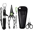 Aluminum Fishing Pliers, 5 Pcs Fishing Tool Kit, Upgraded Muti-Function Hook Remover and Fish Scissors, Fishing Gear, Ice Fishing Gift for Men