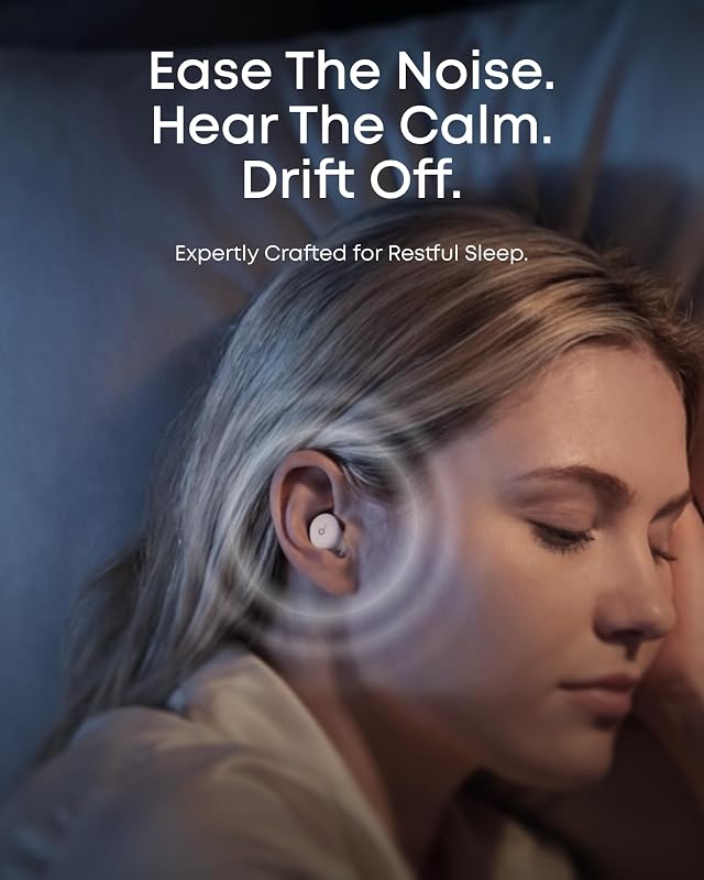Auriculares Sleep A30 de Anker: con Cancelación Activa de Ruido, Sistema Adaptativo para Bloquear los Ronquidos, Máxima Comodidad para Quienes Duermen de Lado y 45h de Reproducción