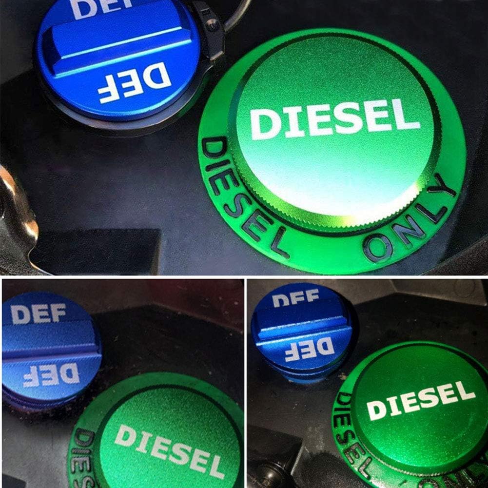 Pinshion Diesel Fuel Cap for Dodge, Magnetic Ram Diesel Billet Aluminum Diesel Fuel Cap Accessories, Green Diesel Cap and Blue DEF Cap Compatible with Dodge RAM TRUCK 1500 2500 3500 (2013-2017): Automotive