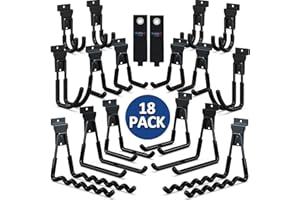 3-H Slatwall Accessories 18 Pack,Slatwall Hooks & Hangers Multi Sizes,Slat Wall Heavy Duty for Space Saving Used as Proslat Accessories with Slatwall Panel(Black)