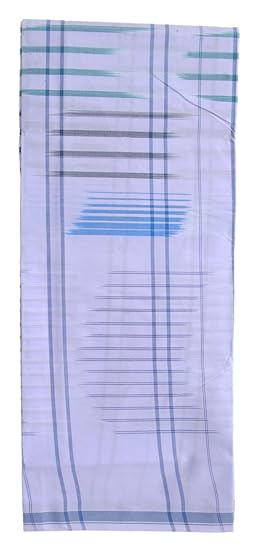 Men's Cotton Lungi (White)- Assorted Design