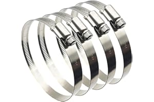 70-90mm Heavy Duty Hose Clamps 5PCS, MISPIRE Adjustable Worm Gear Drive Hose Clamps, Stainless Steel 304 German Style Pipe Cl