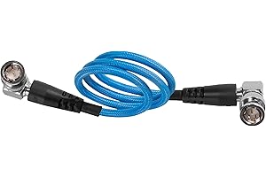 KONDOR Blue 22" 12G SDI Shielded Right Angle Slim Flexible Video Cable for 4K 60p Cameras, Monitors, and Transmitters | Compatible with RED Komodo, V-Raptor, URSA 12K and More
