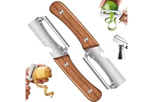 Multi-Functional Vegetable Peeler for Kitchen,Vegetable Peeler Wooden Handle,2-in-1 Stainless Steel Fruit & Vegetable Peelers