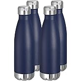 VEGOND 17oz Stainless Steel Water Bottles Bulk, Reusable Metal Sports Water Bottle Keeps Drink Hot and Cold, BPA Free Double Wall Vacuum Cola Shape Insulated Water Bottles for Camping Gym, 4 Pack