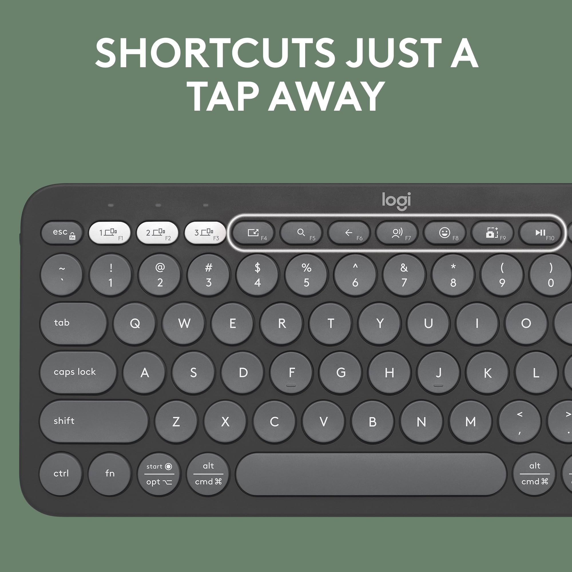 Logitech Pebble Keys 2 K380s, Multi-Device Bluetooth Wireless Keyboard with Customisable Shortcuts,Slim and Portable,Easy-Switch for Windows/macOS/iPadOS/Android/Chrome OS, QWERTY UK Layout, Graphite