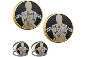 QYRCXX 2Pcs Funny Heads or Tails Coin, Heads and Tails Coins, Heads i get Tail Coin - Tails i get Head Coin for Men, Double Side Coin, Prank Gifts for Men Women