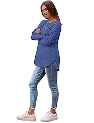 Saloogoe Long Sleeve Shirts Casual Lounge Tunic