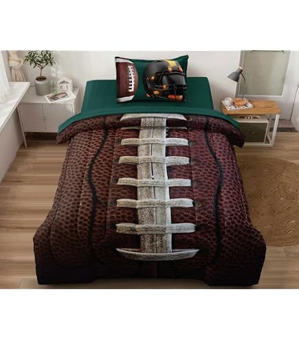 Football Themed Comforter Set For Boys - 3D Printed Bedding Queen Size With Pillow Shams