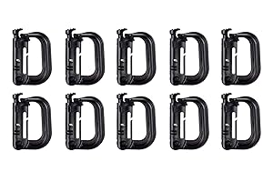 BOOSTEADY 10 Pack Multipurpose D-Ring Grimlock Locking for Molle Webbing with Zippered Pouch