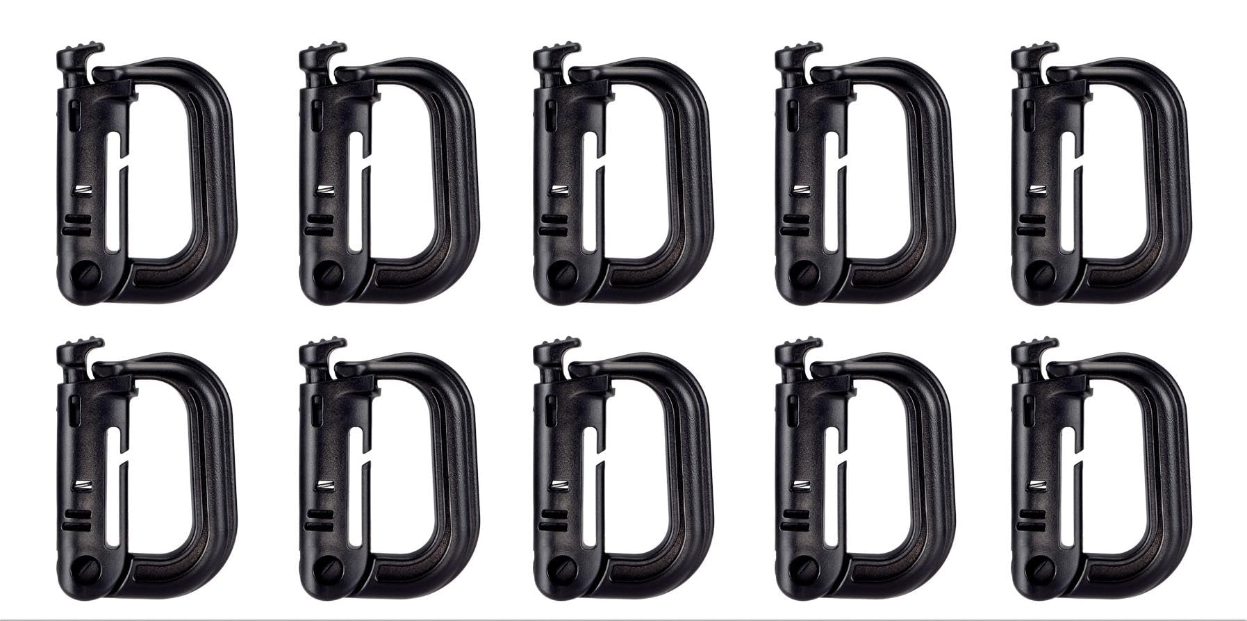 10 Pack Multipurpose D-Ring Grimloc Locking for Molle Webbing with Zippered Pouch by BOOSTEADY