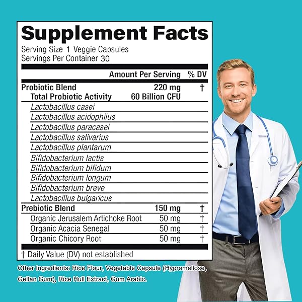TAOTERS PROBIOTICS FOR DIGESTIVE HEALTH, 60 BILLION CFU – 10 STRAINS | PREBIOTICS AND PROBIOTICS – IMMUNE & GUT HEALTH FOR WOMEN & MEN | SUPPORTS PH BALANCE, DIARRHEA, GAS & BLOATING | 30 CAPSULES