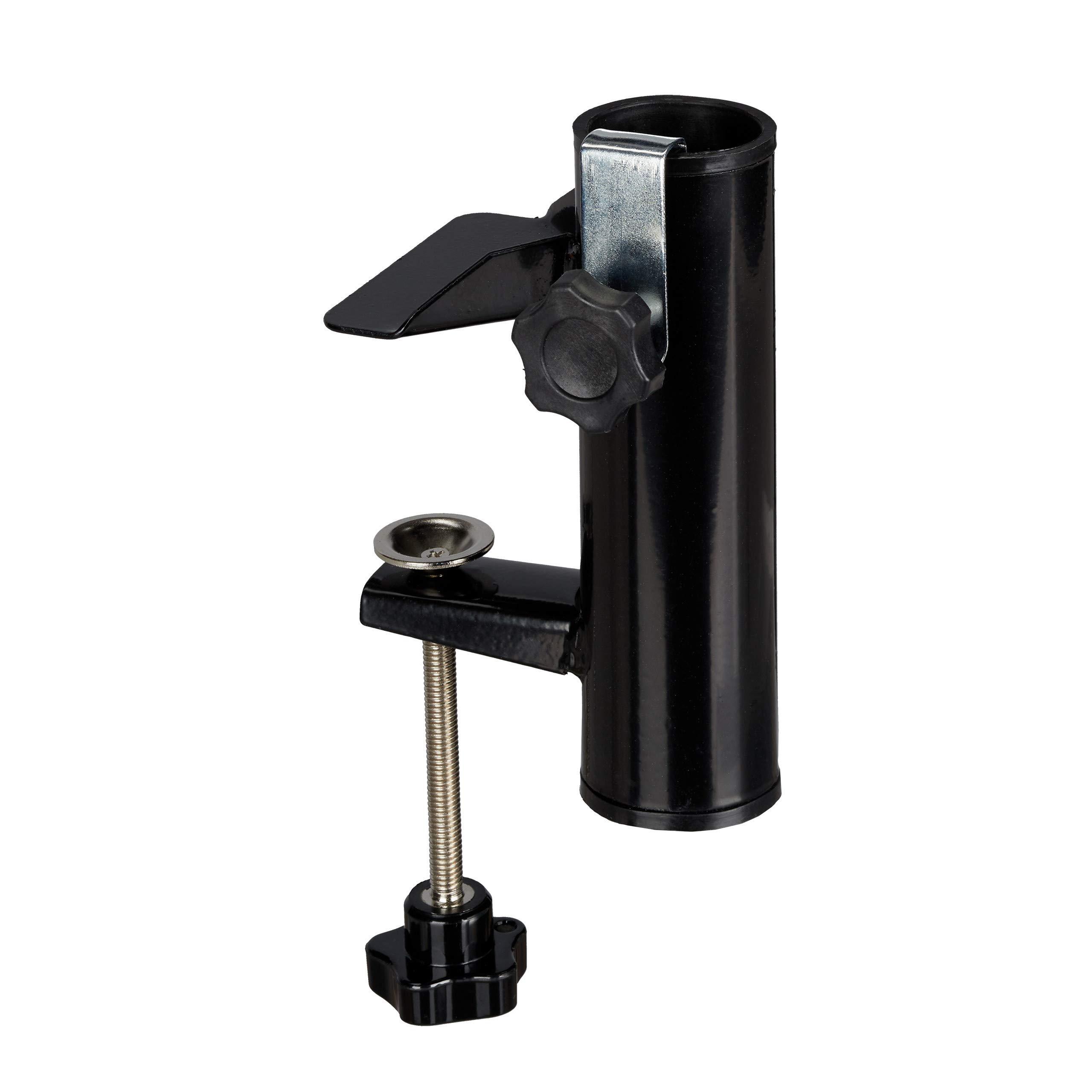 Relaxdays Parasol Holder for Square Balcony Railing, Umbrella Clamp, Pole Diameter 19-38 mm, Steel, H: 15.5 cm, Black
