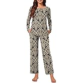 Bestbee Womens 2 Piece Pajama Set, Lounge Outfits Button-Down Sleepwear Set Long Sleeve With Pockets Ladies Pjs Set