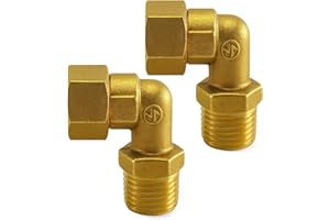 XNTONG 2-Pack Brass 90-Degree Elbow Adapter Kit, 1/2" IPS Male to Female Heavy-Duty Leak-Proof Fittings for Clawfoot Tub Faucet, Shower Hose, Kitchen Faucet, Bathroom Sink, Water Heater
